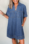 Collared Denim Mini Dress