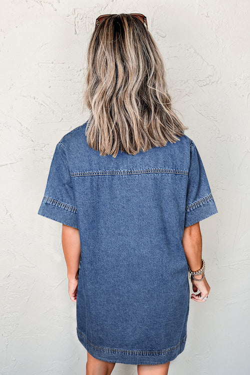 Collared Denim Mini Dress