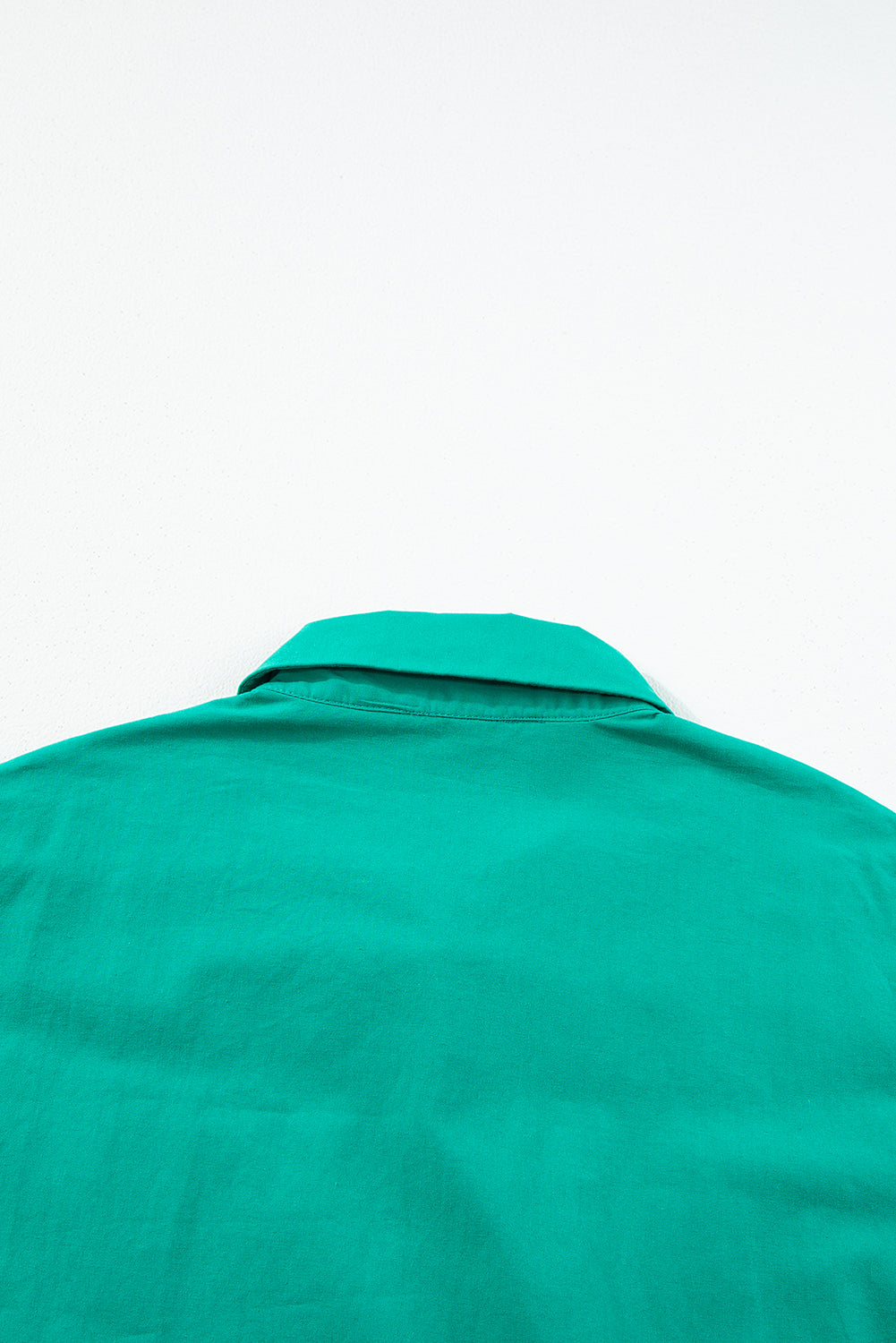 Cotton Green Shirred Ruffle Sleeve Button Up Short Dress